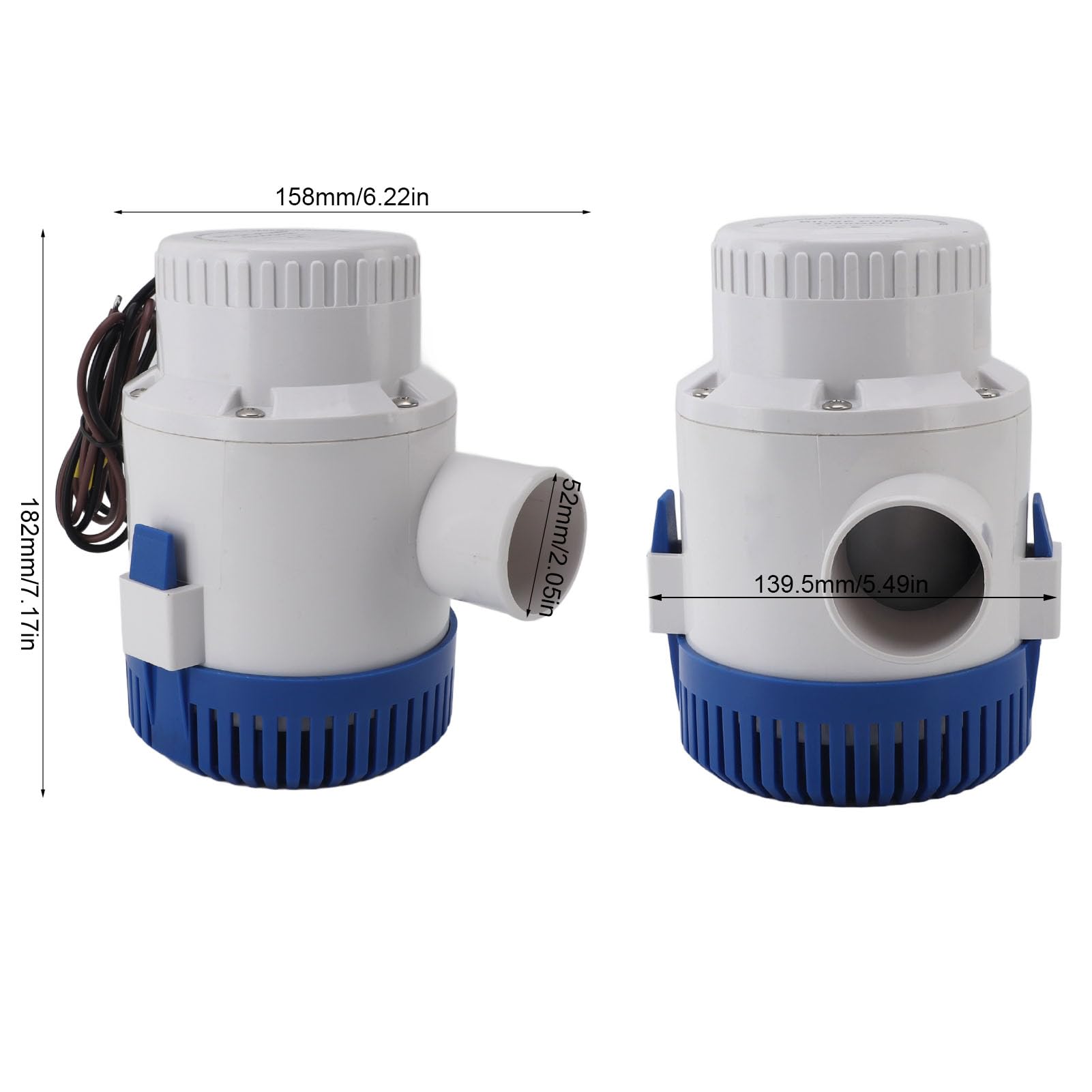 Duokon Pompa Zanurzeniowa, ABS 4000GPH Pompa Zęzowa Automatyczna Elektryczna Wodna 12 V z Podnośnikiem 8 M Wylot 52 Mm do łodzi RV Basen Wanna z Hydromasażem Staw Ogrodowy Opróżnianie Piwnicy (12V)
