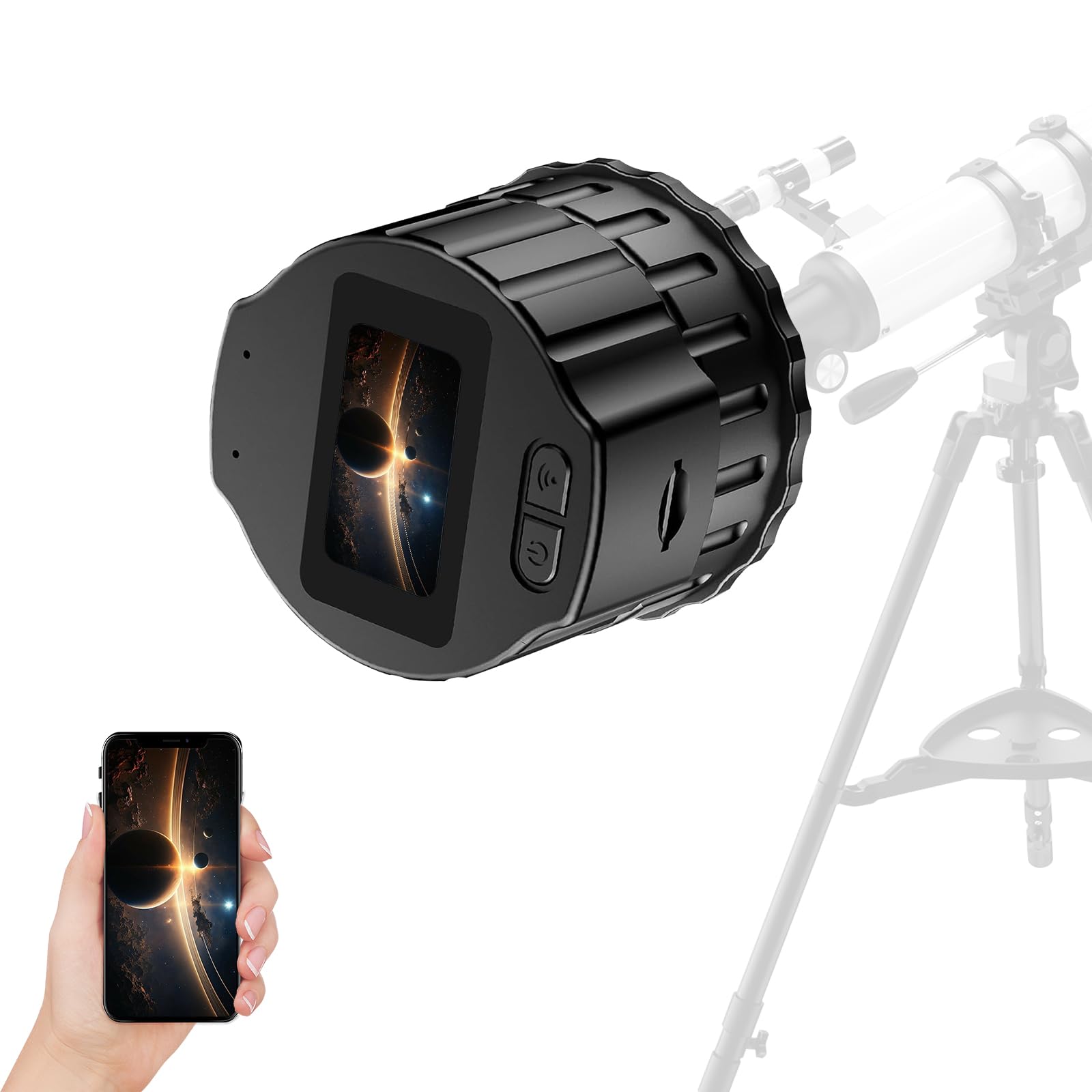 Cámara ocular electrónica WiFi, telescopio digital inalámbrico de 1.5 pulgadas con grabación de video HD 1080P para telescopios monoculares de 28 mm-50 mm, telescopios astronómicos