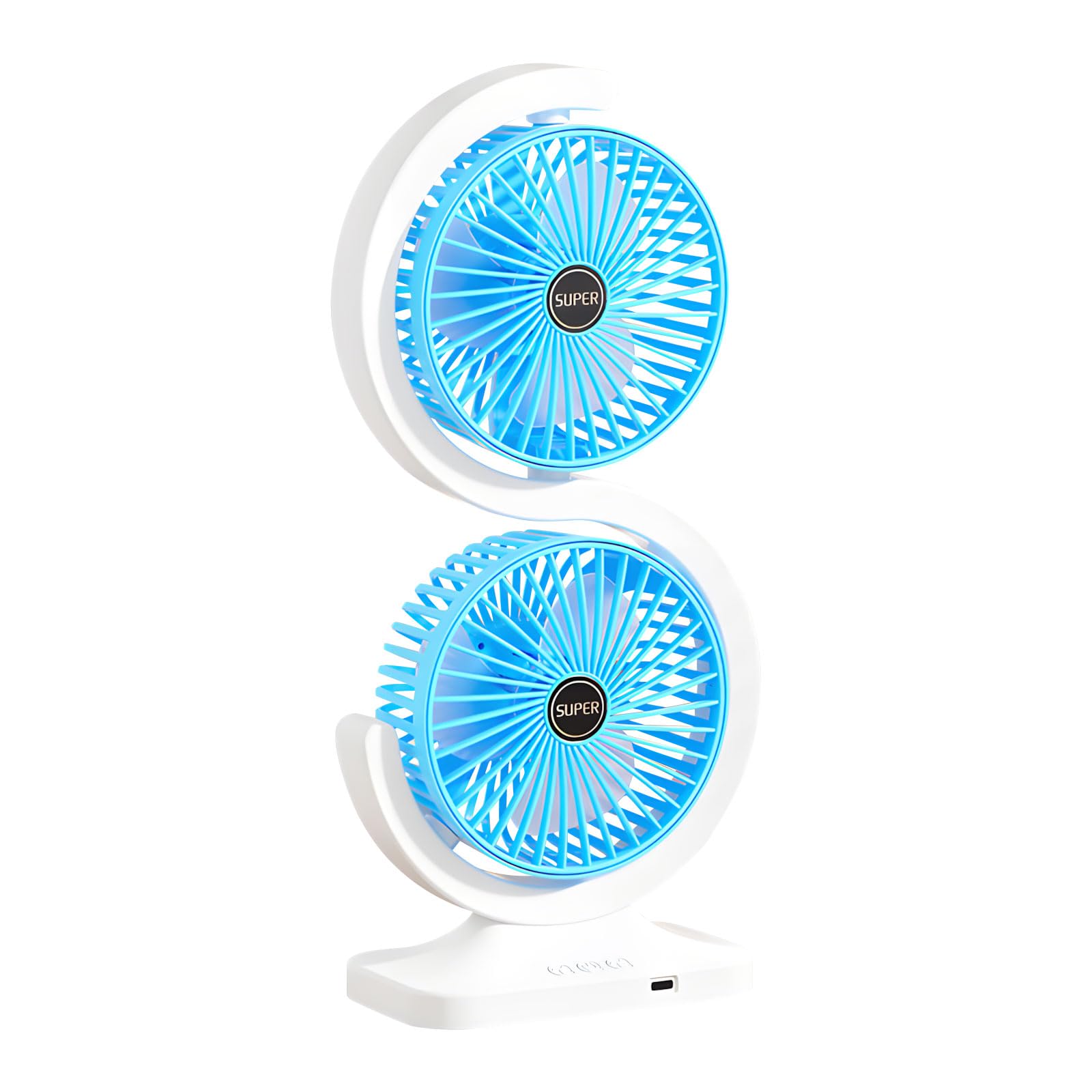 Oxxggkao Rechargeable Two Oscillating Table Fan with 5 Wind Modes 1800mAh Capacity for Indoor Outdoor ° Rotation Fan
