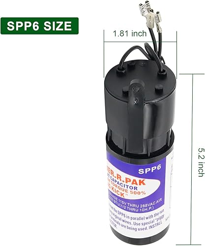 Miniatura 5 de Kit de condensador de arranque duro SPP6 Supco Super Boost (12 a 10 H.P.) apto para aire acondicionado, aumenta el par de arranque del compresor
