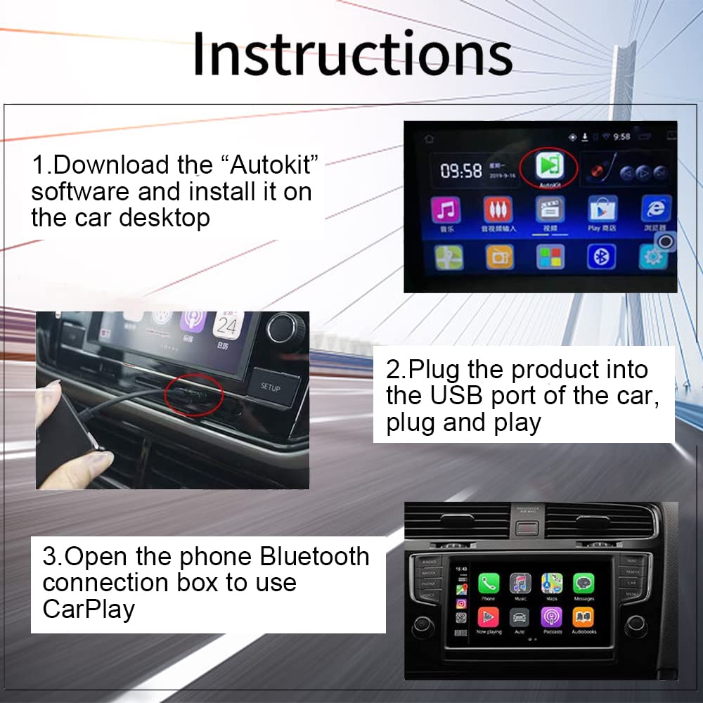 Carlinkit Autokit Wireless Carplay Dongle Compatible with Aftermarket