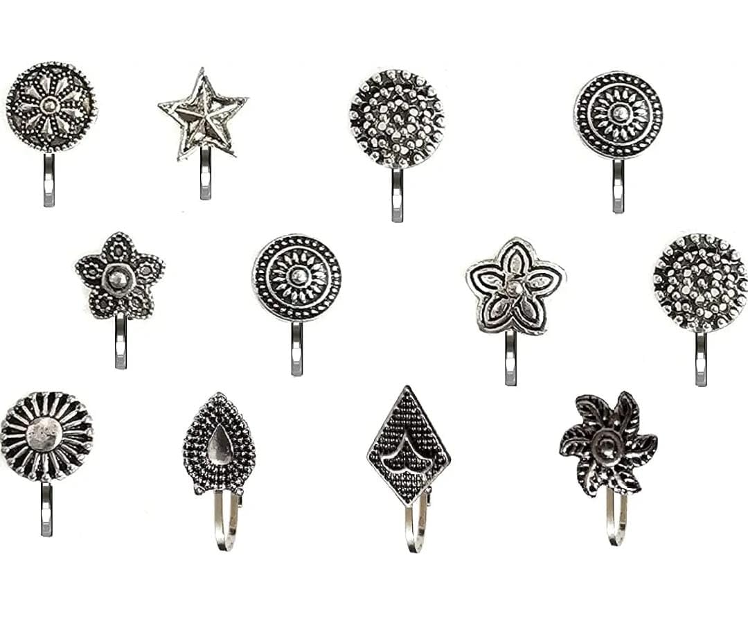 Ublic Oxidized Designer Studs Nose Pin For Stylish Women & Girls | Pressing Nose Rings For Women | Oxidised Nose Pin Without Piercing (Black Color) (B0CFLW4S1Y) Amazon Price History, Amazon Price Tracker