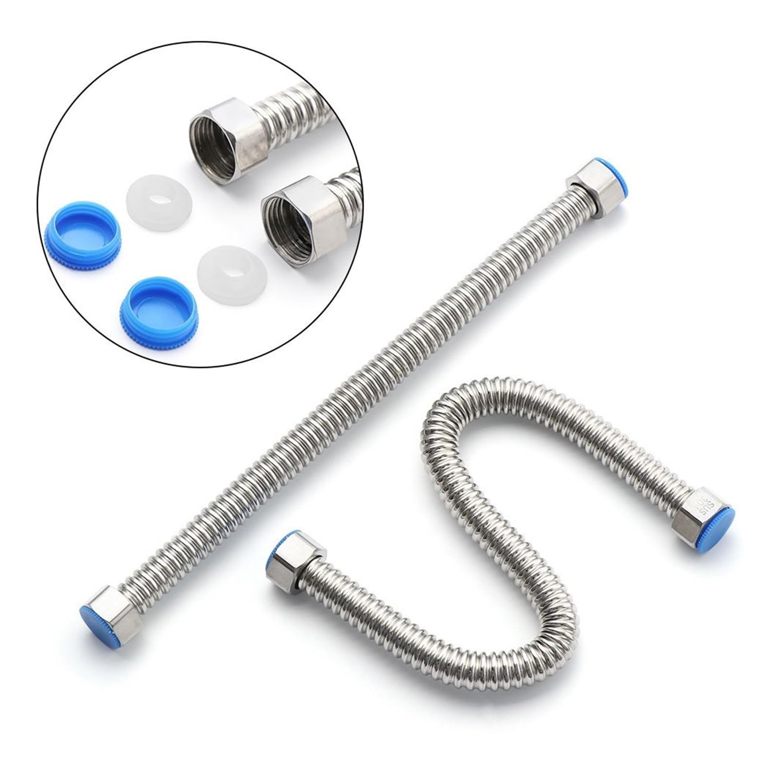 Manguera de Agua de Acero Inoxidable G1/2 Pulgada Manguera de Suministro de Agua corrugada Conector de Calentador de Agua(60CM)