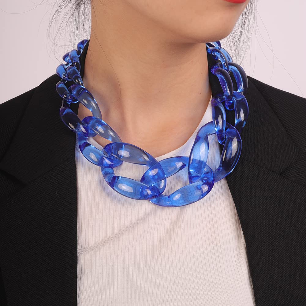 Wiwpar Punk Acrylic Choker Necklace – Chunky Chain Link Collar, 52cm, Statement Gothic Boho Jewelry