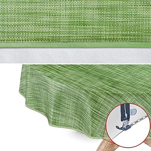 Washable Oilcloth Tablecloth Garden Tablecloth Linen Look Easy Care Water-Repellent 140 cm (Round) Cream with Hem - Image 2