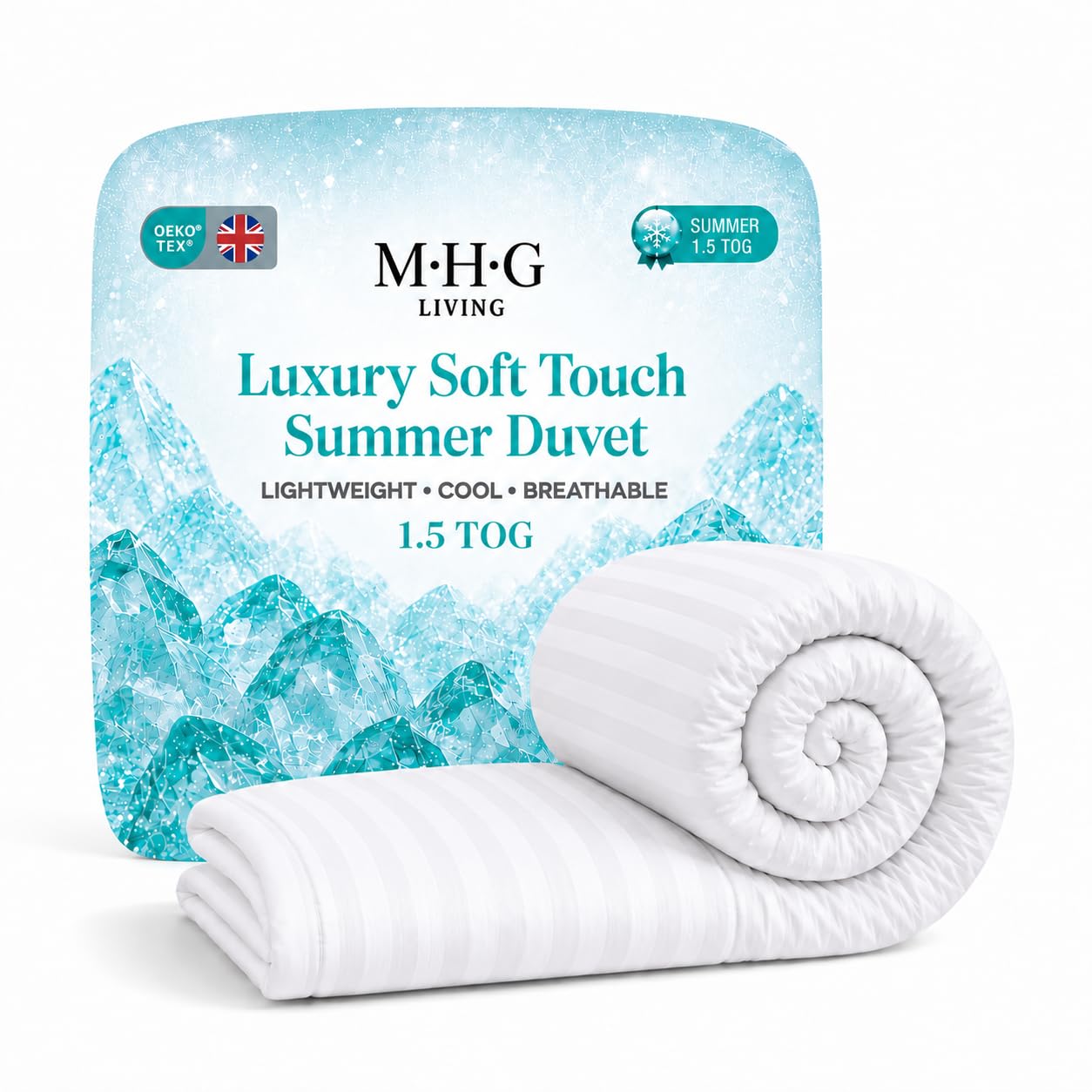 Mhg Living 1.5 Tog + 0 Pillows 1.5 Tog Summer Duvet Super King 260X220cm - Lightweight Cool Duvet For Warm Nights | Oeko-Tex Certified, Soft Microfibre, Breathable & Hypoallergenic, Machine Washable, Made In Uk