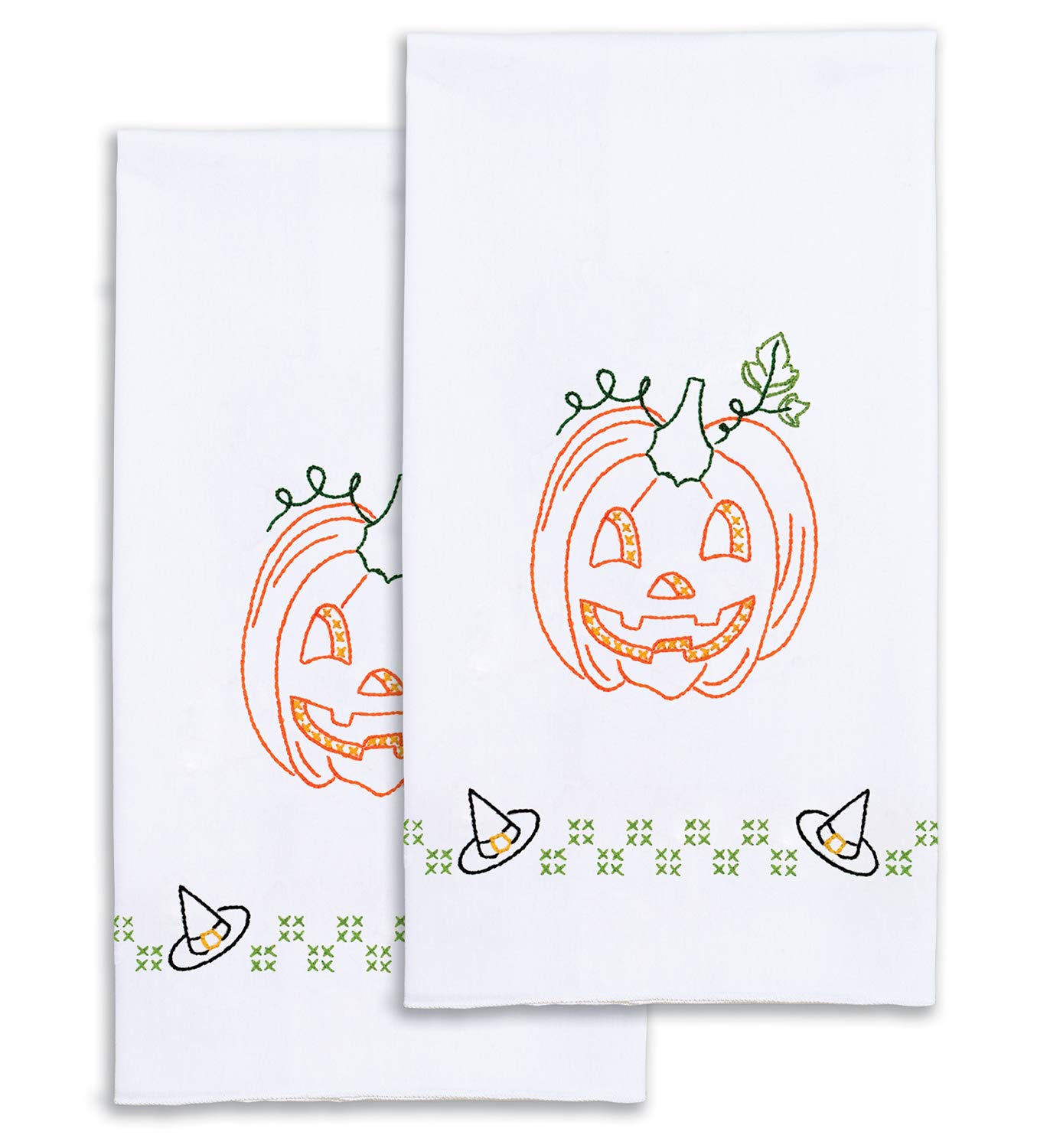 Jack Dempsey Needle Art Halloween Embroidery Towels, white