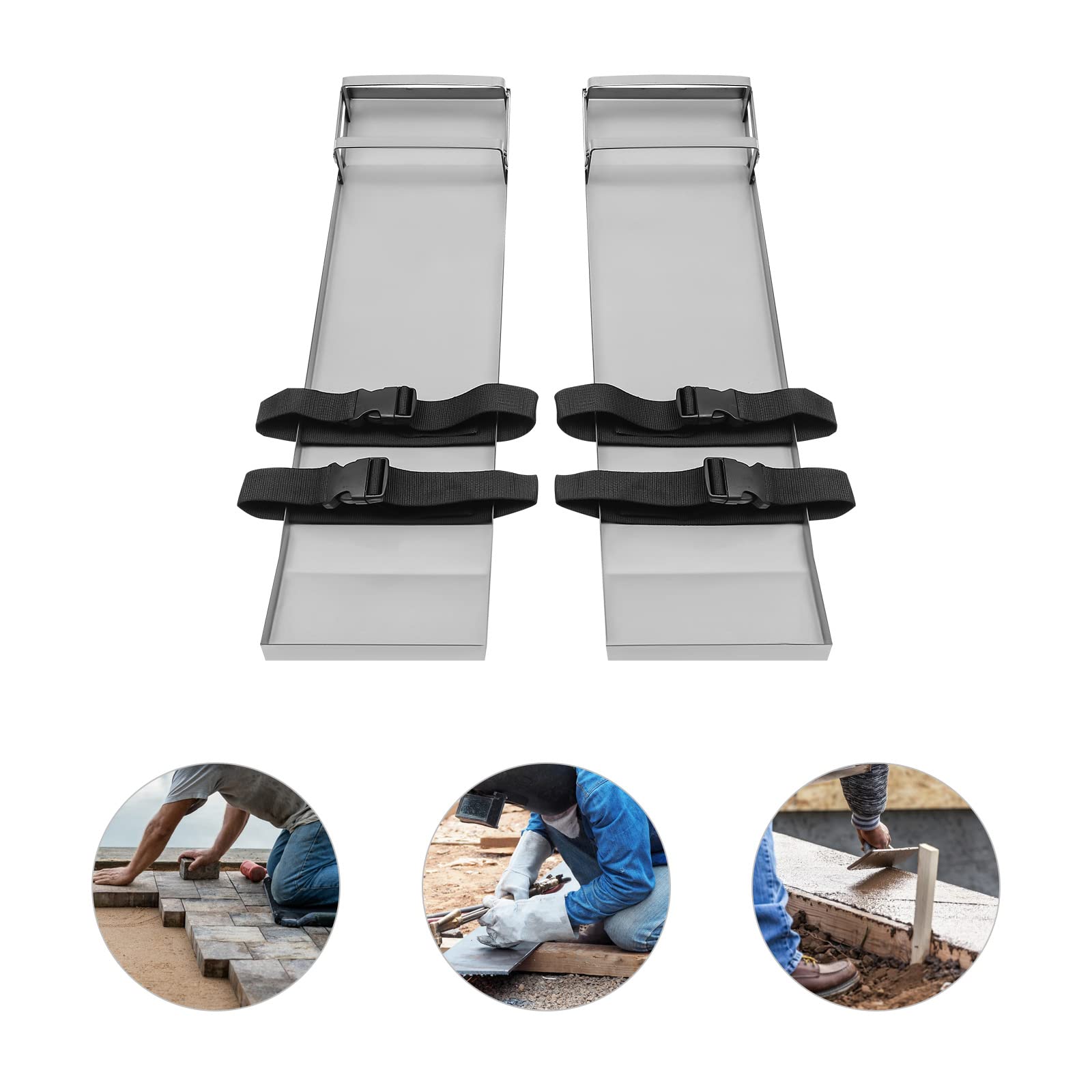 Genouillères | Genouillères Travail | Plaque de genou professionnelle pour travaux de béton | Acier inoxydable 201 | Plan de travail antidérapant | Design ergonomique | Sangles réglables (30 x