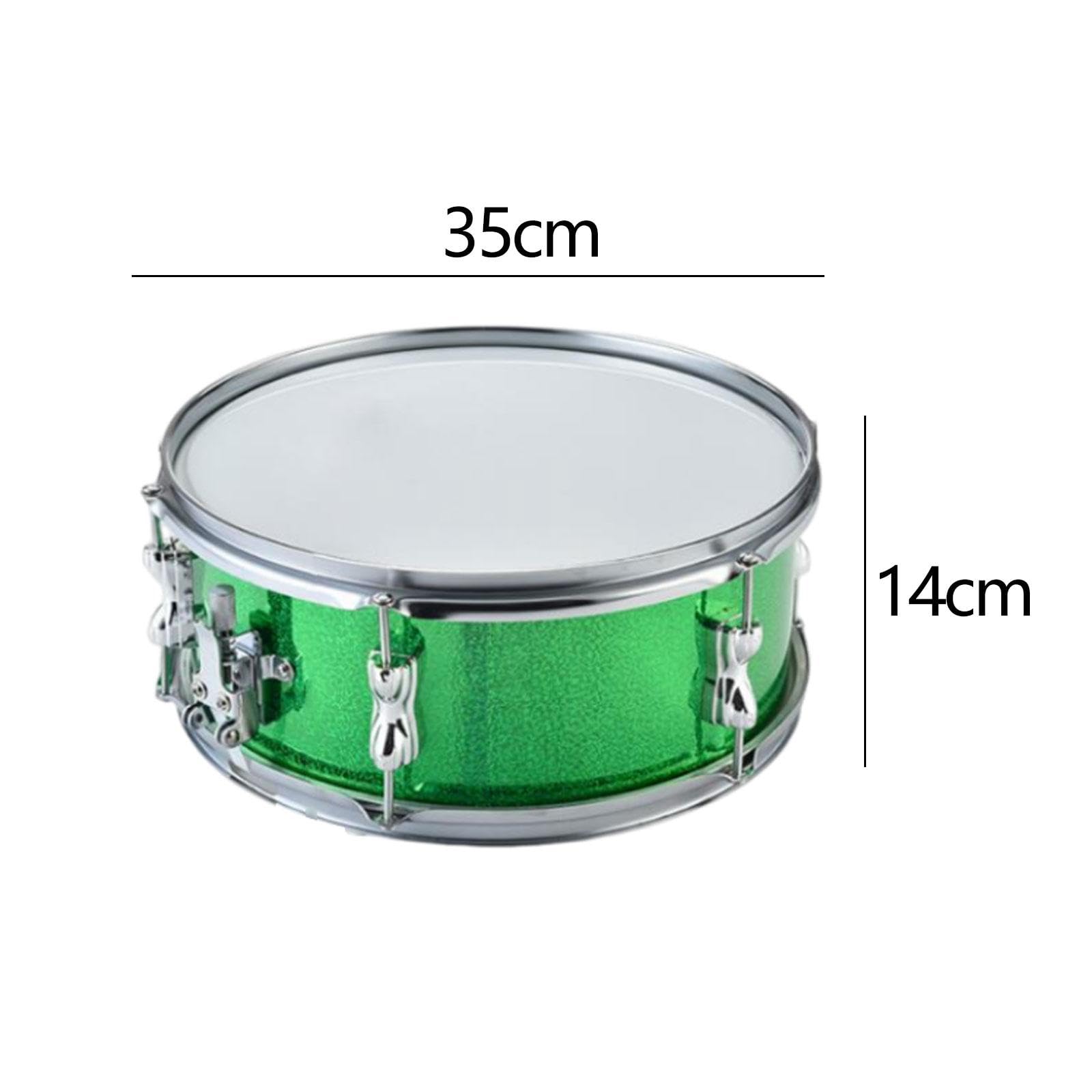 Snare Drum Percussions pour Enfants avec Sangle D'Épaule Gants Structure Inoxydable Sonore Adapté Aux Cadeaux de Fête Loisirs Créatifs, Ressort de réglage vert