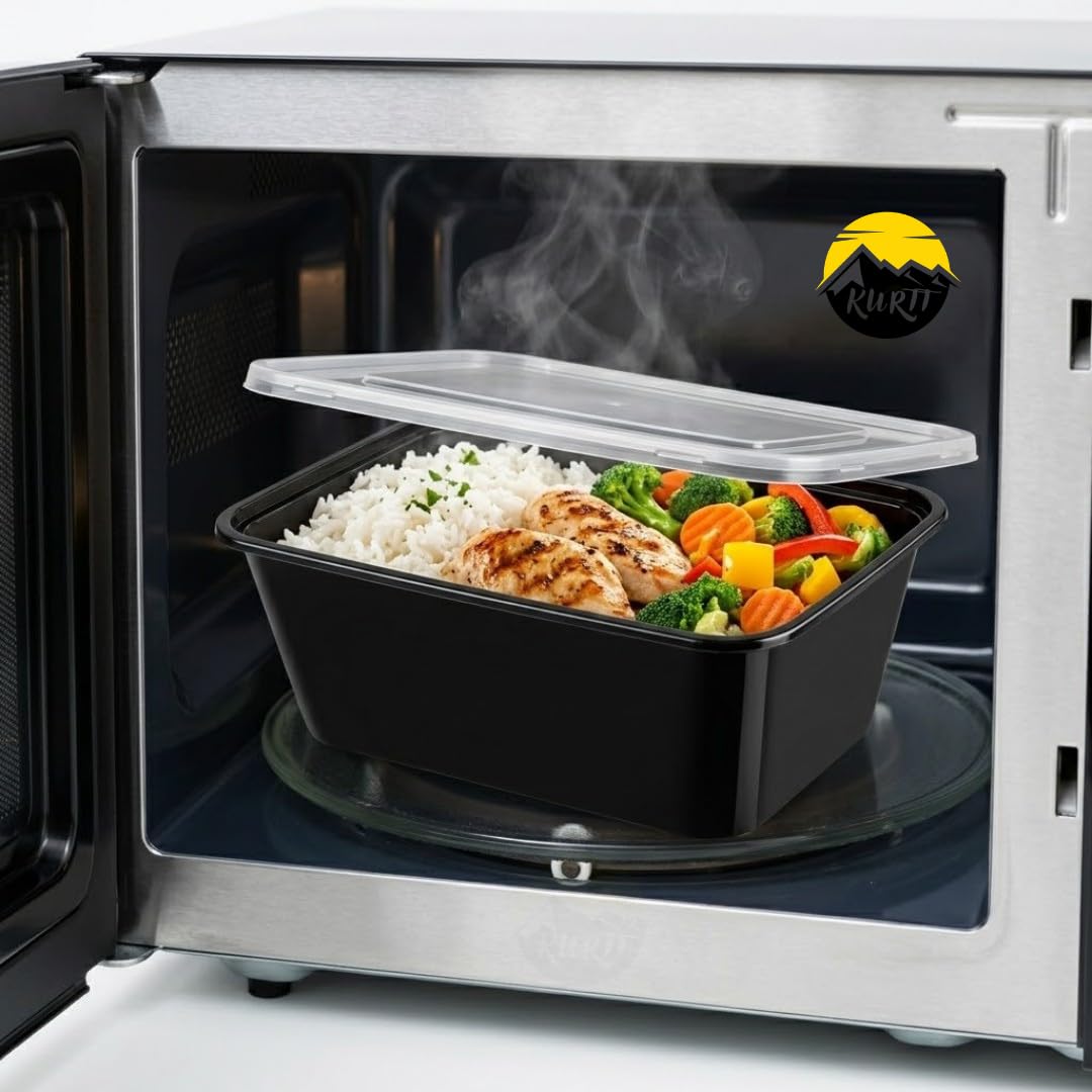 KURTT 100 piezas, contenedores para preparación de comidas, recipientes para comidas, tazones para microondas con tapas, recipientes para conservar alimentos frescos, reutilizables, aptos para