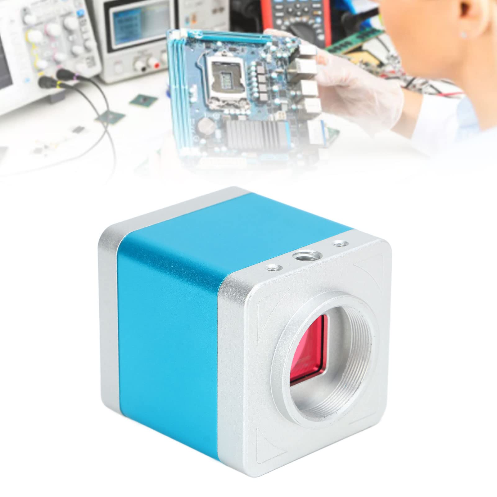 Cámara de Microscopio de Video, 4K 1080P Salida USB2.0 Interfaz Multimedia HD Cámara de Microscopio con Montaje en C Cámara Industrial con Zoom Digital de Aleación de Aluminio