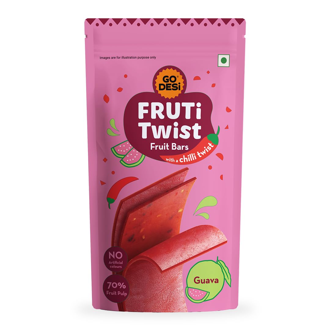 GO DESi Guava Fruti Twist Fruit Bars - Pack of 10 pieces, Papad, Fruit Jelly-image-25