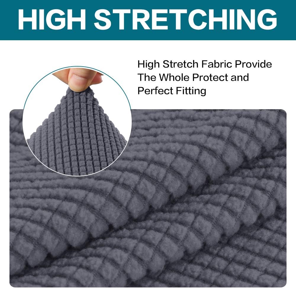 Turquoize Stretch Sofa Slipcover 2 Pieces Sofa Cover Couch Cover for 2 Cushion Couch Washable Furniture Protector Covers with Elastic Bottom Feature Thick Jacquard Fabric (Medium, Grey) : Home & Kitchen