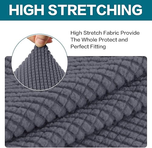 Miniatura 5 de Turquoize - Fundas de sillas de 2 piezas, fundas de sofá, funda de sillón con reposabrazos, protector lavable para sillas, tela jacquard gruesa