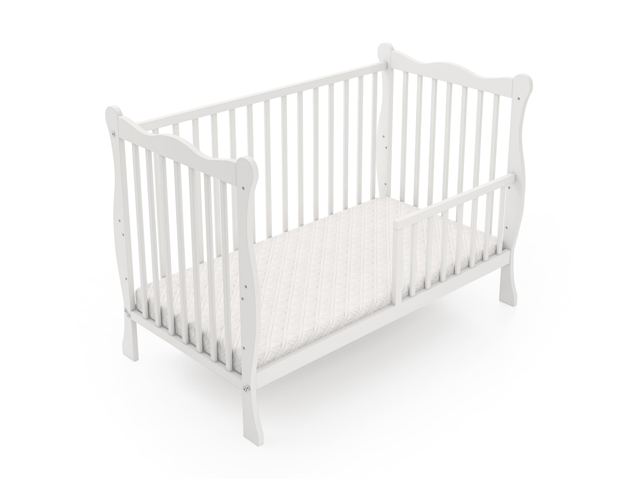 Cuna Julia de 60 x 120 cm, convertible en cama junior, 3 alturas ajustables, 3 barras extraíbles, de madera (con lado de conversión (sin colchón)