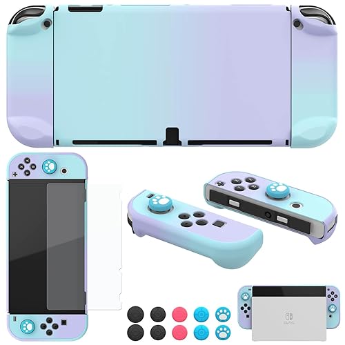 COMCOOL Dockable Case for Nintendo Switch OLED - 9 FT Military Grade Drop Protection with Tempered Glass Screen Protector and Thumb Grips Protective