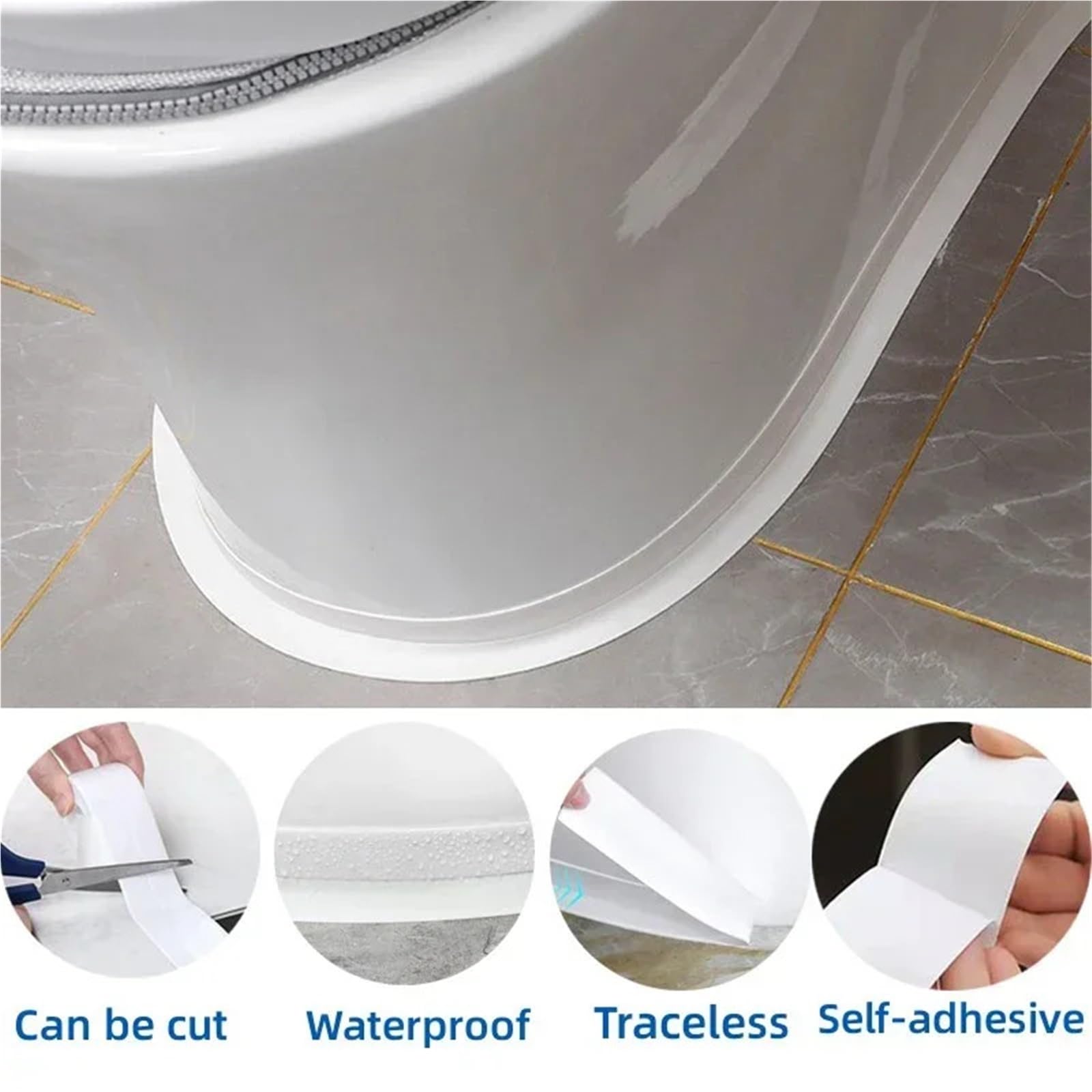 Nastro sigillante, 2 Rotoli di Nastro sigillante Autoadesivo Mastice for Bagno, WC, Adesivi murali angolari
