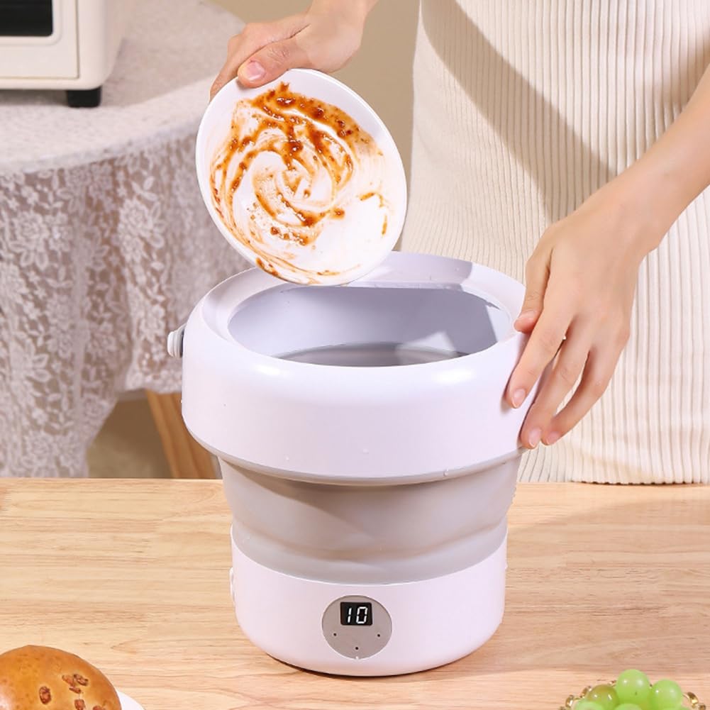 Spina UE,Lavastoviglie Pieghevole per Uso Domestico Piccola Mini Turbo Lavastoviglie Detergente per Frutta e Verdura Mini Lavastoviglie