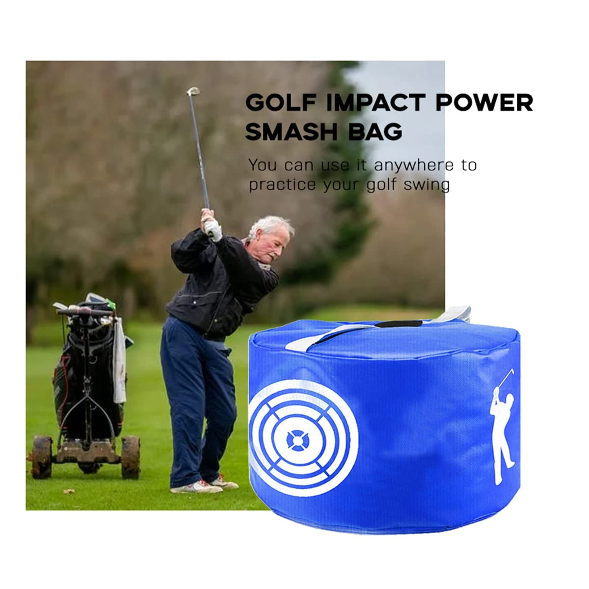 Golf Impact Power Smash Bag Hitting Bag Swing Training Aids Impact Swing Trainer Golf Swing Training Bag, Nero