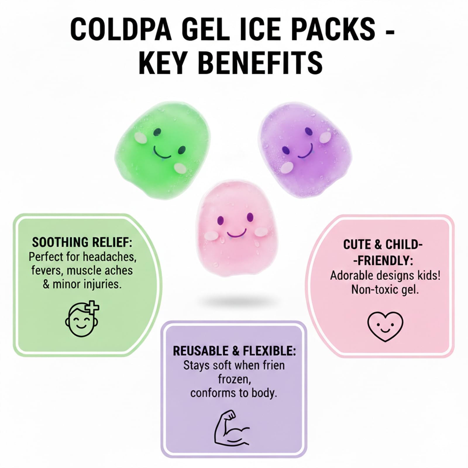Boo Boo Lot de 8 blocs de glace pour enfants blessés, poche de glace avec housse souple pour soulager la douleur, la fièvre, les dents de sagesse, les premiers secours et la tête, le cou, les bras