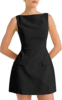 Women's Sexy Bodycon Boat Neck Mini Dresses Elegant Classy Work Party Short Dress
