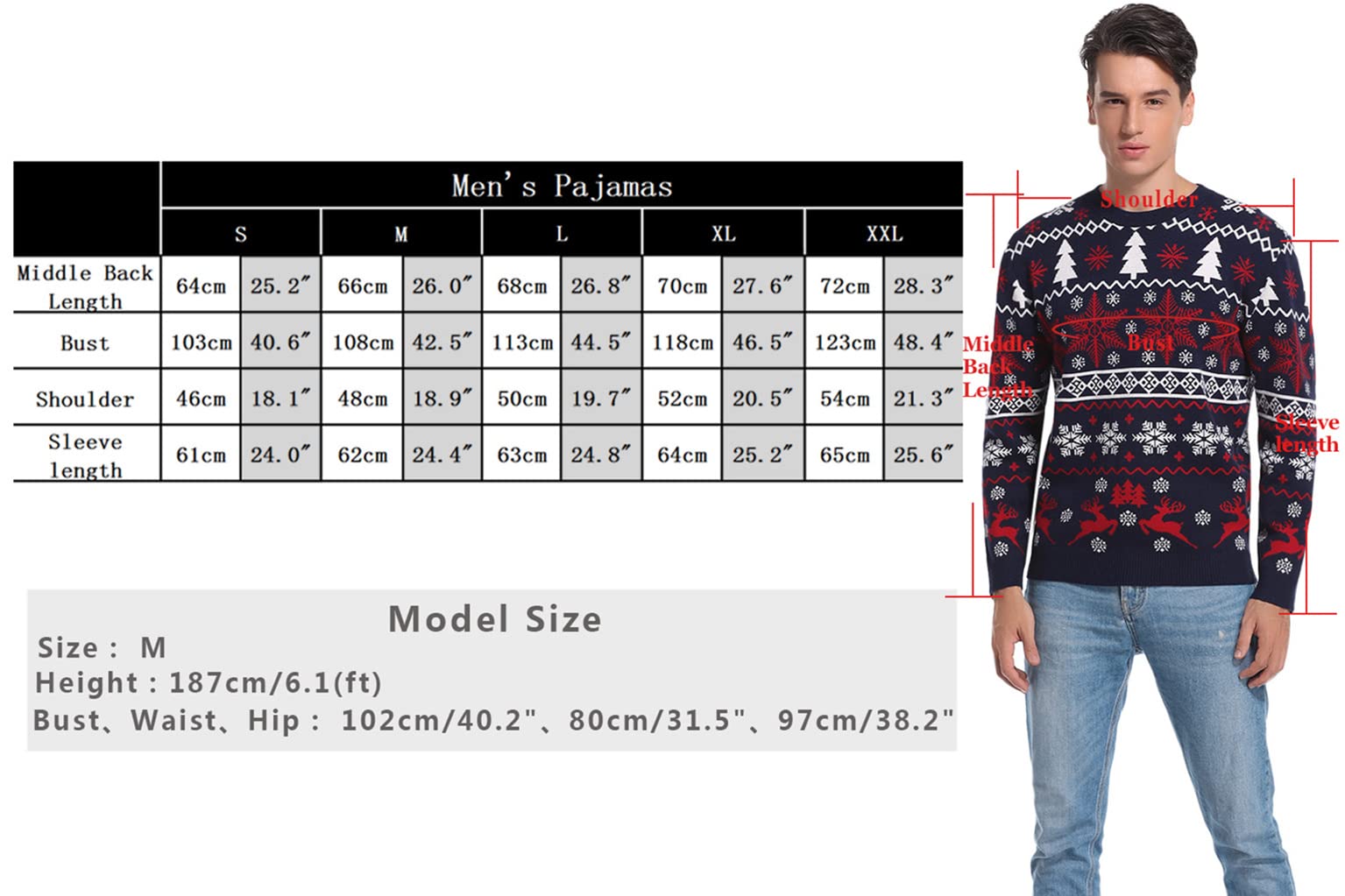 Litherday Jersey Navidad Mujer Hombre Unisex Suéter Navideño Pareja y Familia con Copos de Nieve y Reno, Ropa Navidad Divertida, Regalo Original S-XXL