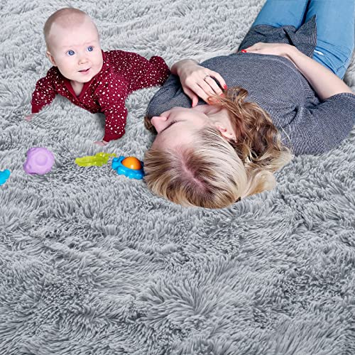 Kelarea Fluffy Grey Bedroom Rug Carpet,5X8 Feet,Shaggy Fuzzy Rugs For Bedroom,College Soft Rug For Kids Room,Plush Nursery Rug For Baby,Grey Area Rugs For Living Room,Cute Room Decor For Girls Boys #TOP5