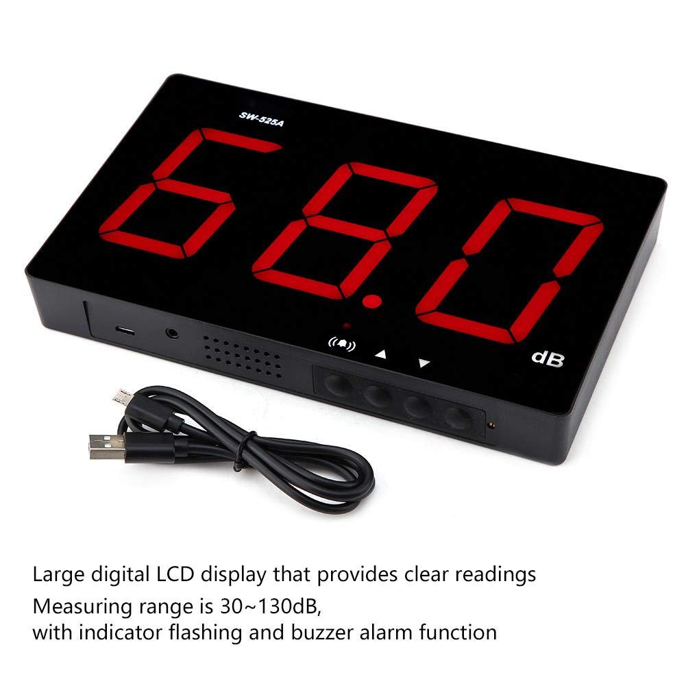Sw-525a Medidor de Nivel de Sonido, Medidor de Nivel de Sonido Digital, de Ruido, de Ruido Lcd Usb Montado en la Pared, de Decibel, 30-130 DB