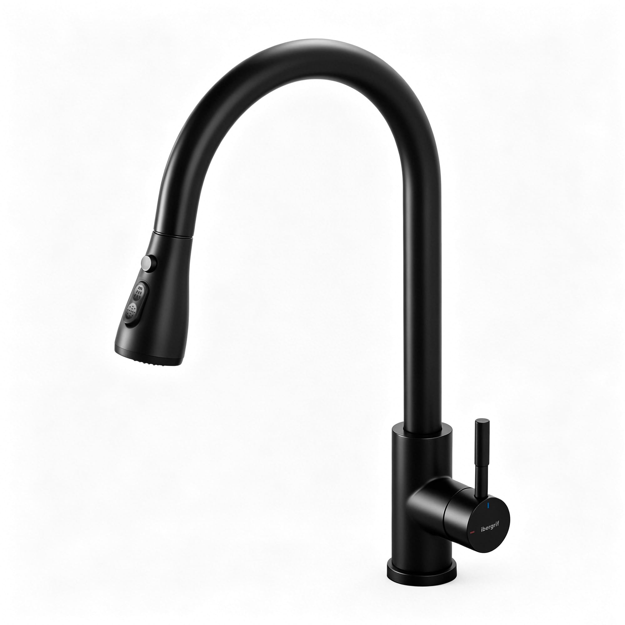 Ibergrif Robinet Cuisine 360° Pivotant Douchette Extractible, Mitigeur Évier Acier Inoxydable Noir Chromé, 3 Modes de Pulvérisation, Économie d'Eau,M22136B