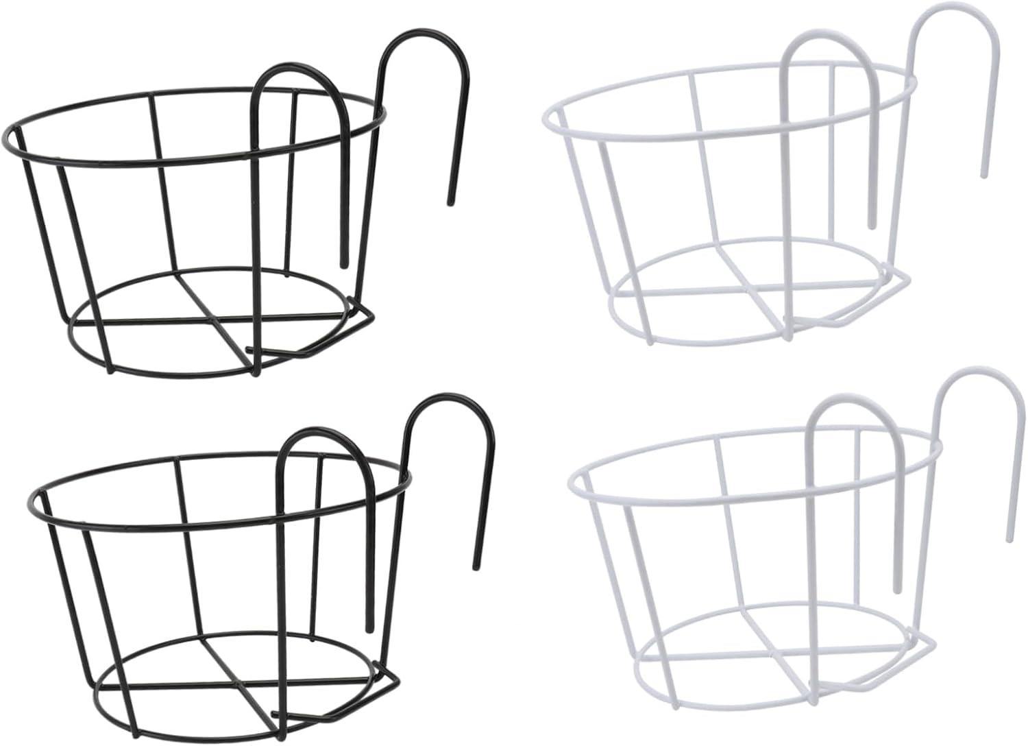 BESPORTBLE 4pcs Round Flower Pot Hanger Wrought Iron Hanging Plant Tray Balcony Decorative Flowerpot Rack
