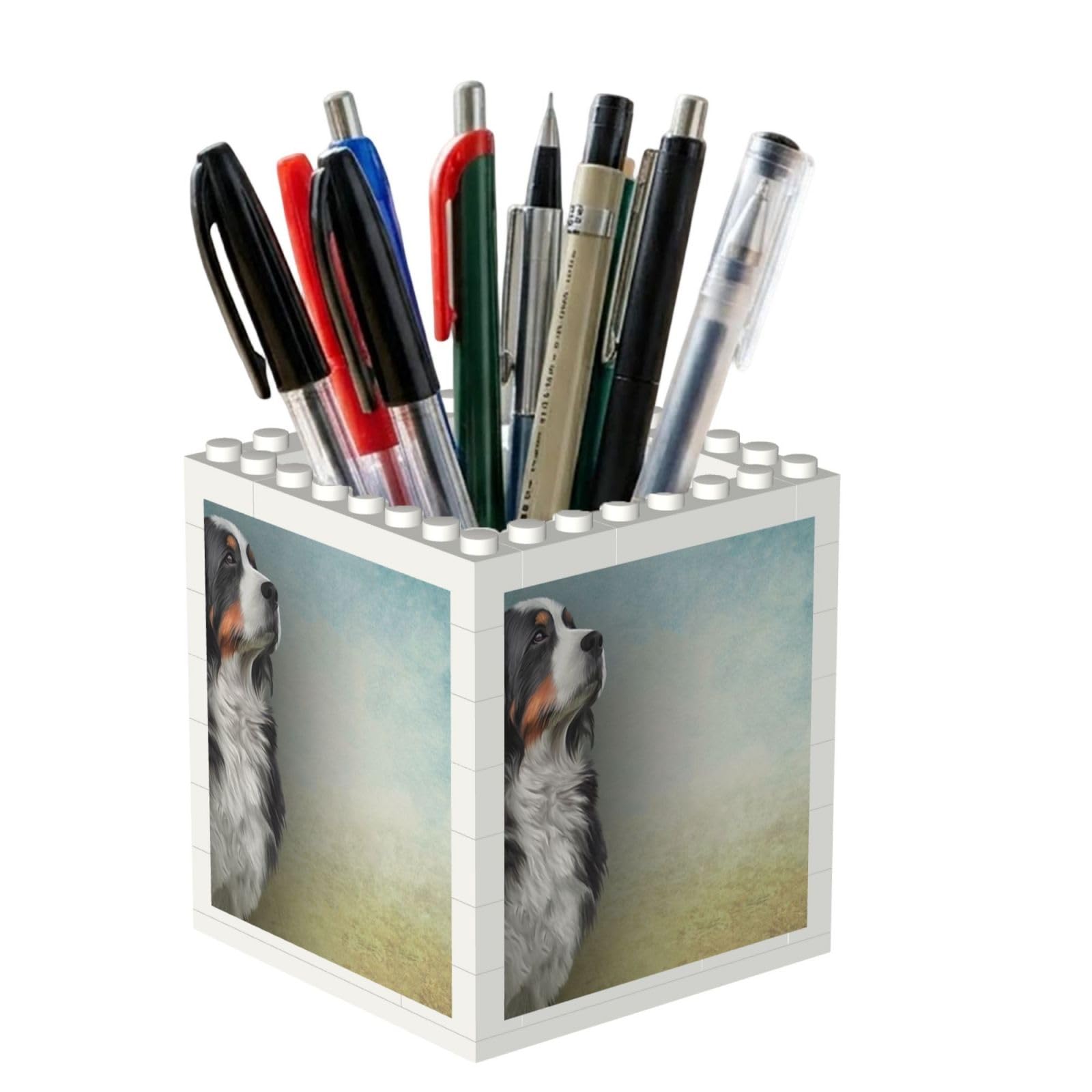 Poadnly Bernese Mountain Dog, Pen Pot Pencil Holder for Office Home School, Compact Desk Organiser for Office Stationery