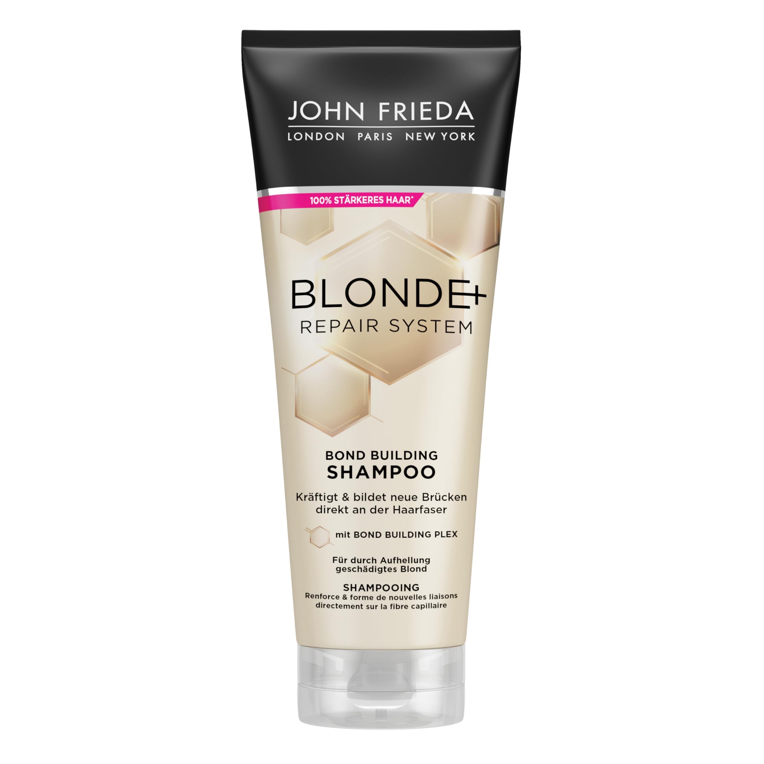 John Frieda Blonde+ Repair System Shampoo - Bond Building - Inhalt: 250 ml - Für durch Aufhellung geschädigtes Haar - Mit Bond Building Plex