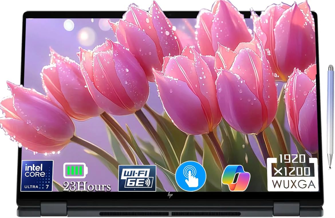 HP Envy 2-in-1 Laptop, OmniBook X Flip 16" FHD+ Touch Copilot+ PC, Intel Core Ultra 7 256V, Intel Arc 140V (8GB), 23H Battery, Win 11, Eclipse Gray, W/Stylus Pen (Win11 Home, 16GB | 1TB SSD)