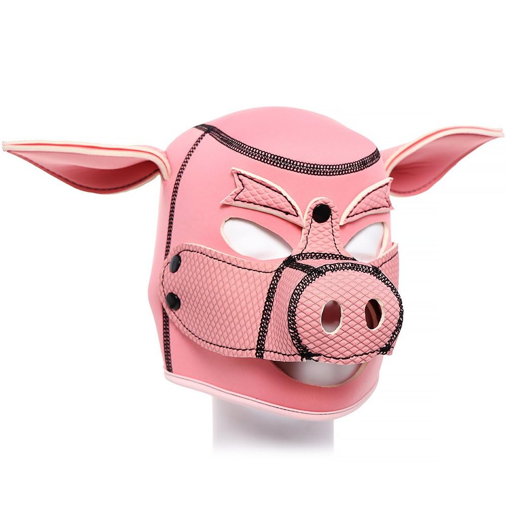 Masque de cochon à capuche complète avec finitions pour cosplay amusant