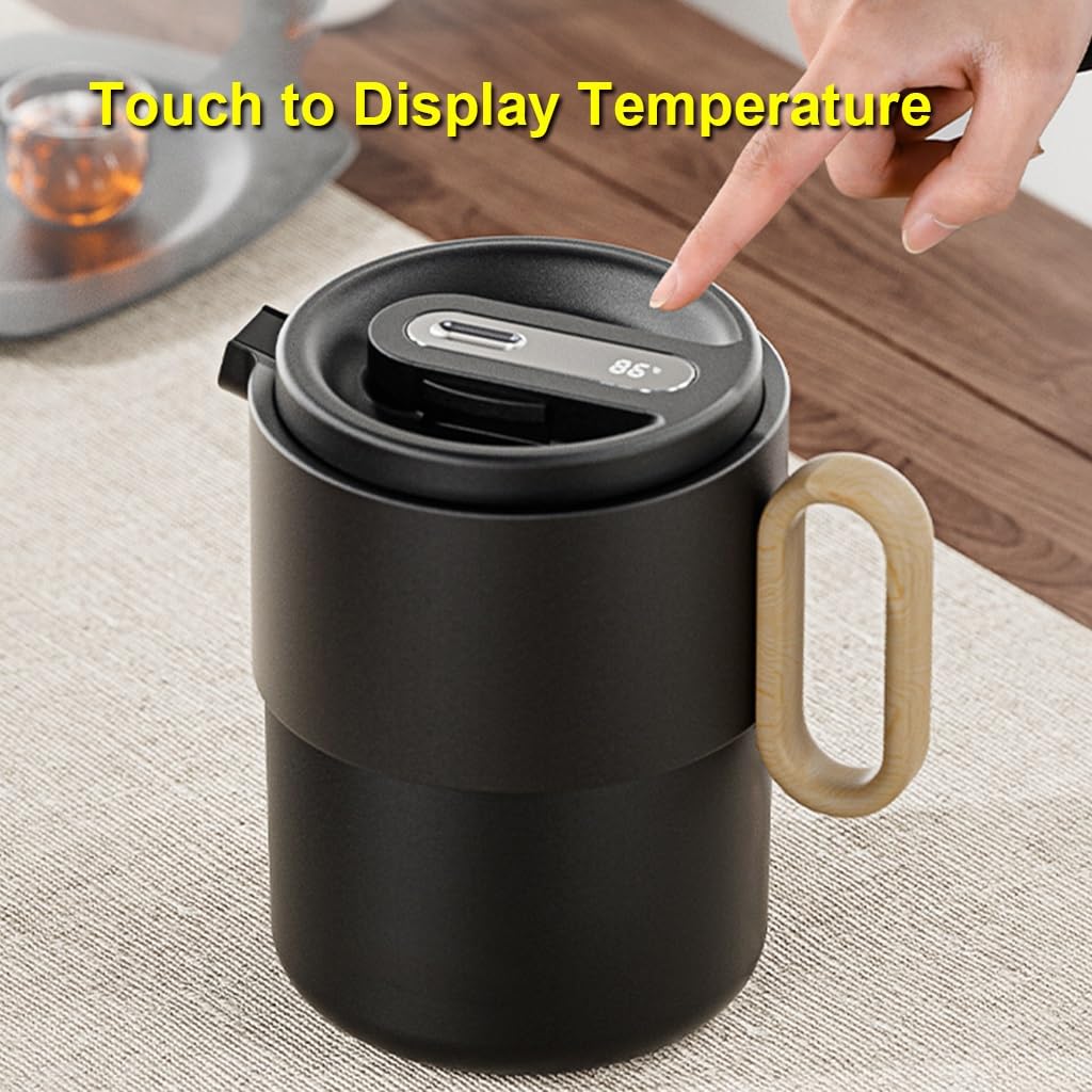 Izolowany Termos Na Kawę 1,1 L, Nowoczesny Termos Z Ceramiczną Wkładką, Termos Z Kolbą Próżniową Dozownik Napojów Keep Hot, 12-godzinny Termos Termiczny(Black)