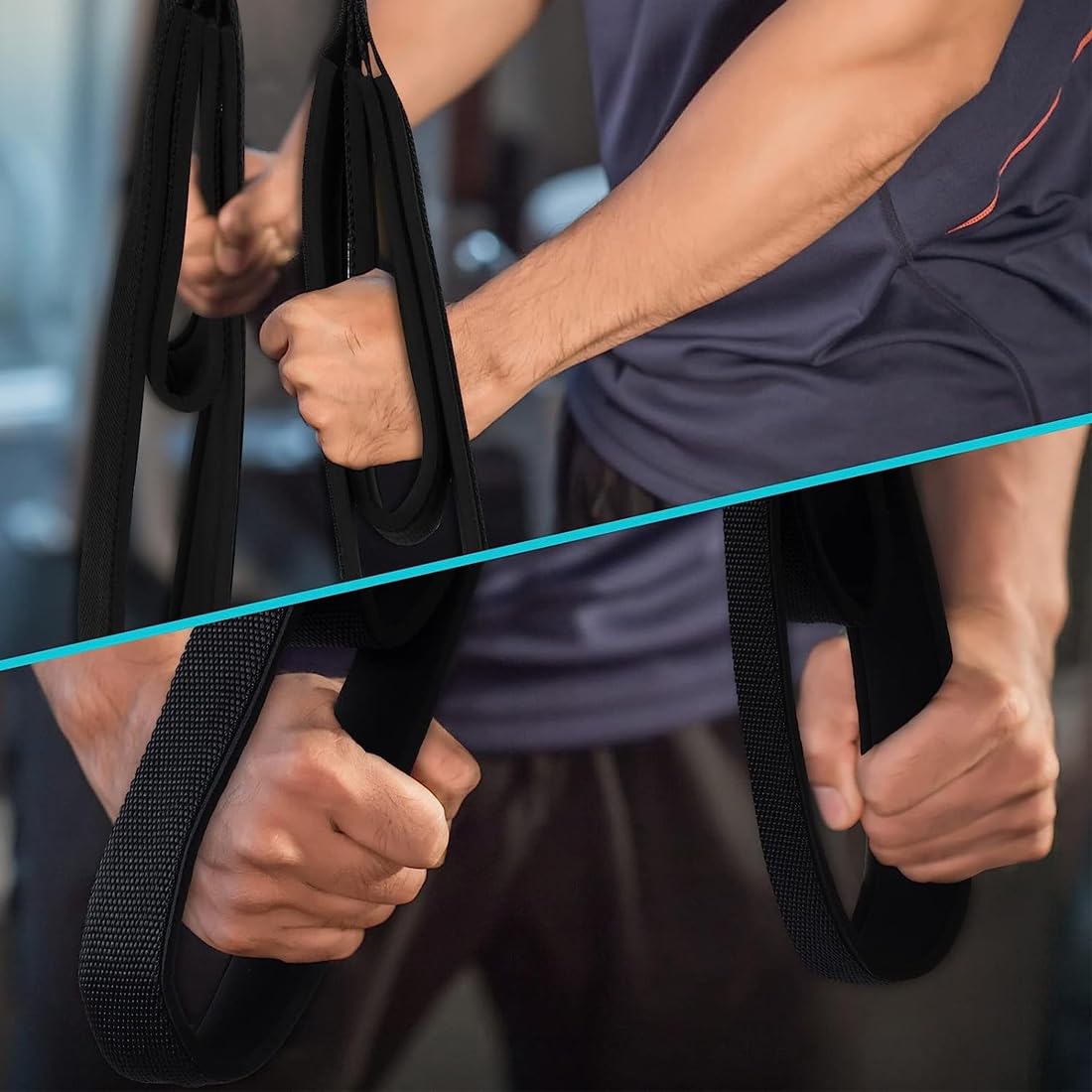 Corda Tricipiti per Cavi, Tricep Pull Down Rope, Estensione Tricipiti, Accessorio Fitness per Push-Down, Crunch, con Opzioni di Presa Multiple