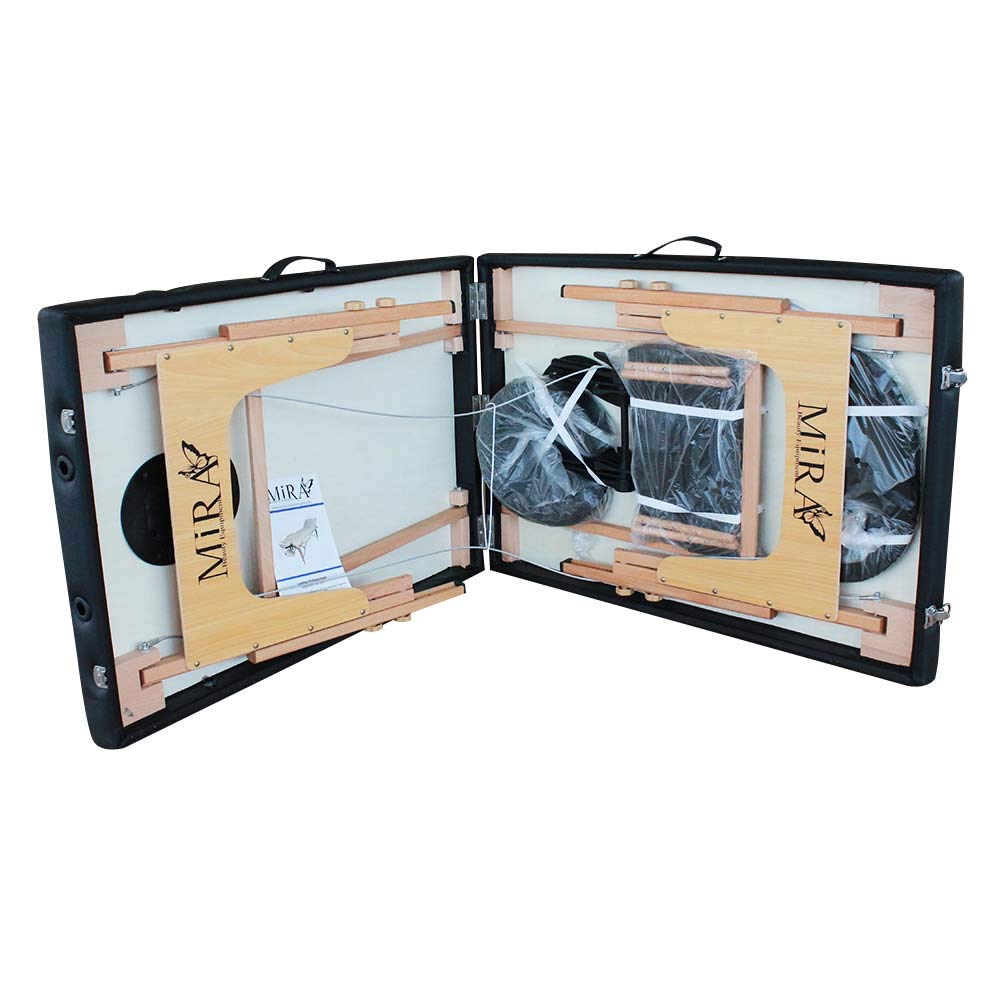 Mira Lettino massaggio portatile richiudibile senza schienale misura 185x65cm incluso accessori e borsone peso ciraca13kg (Black)