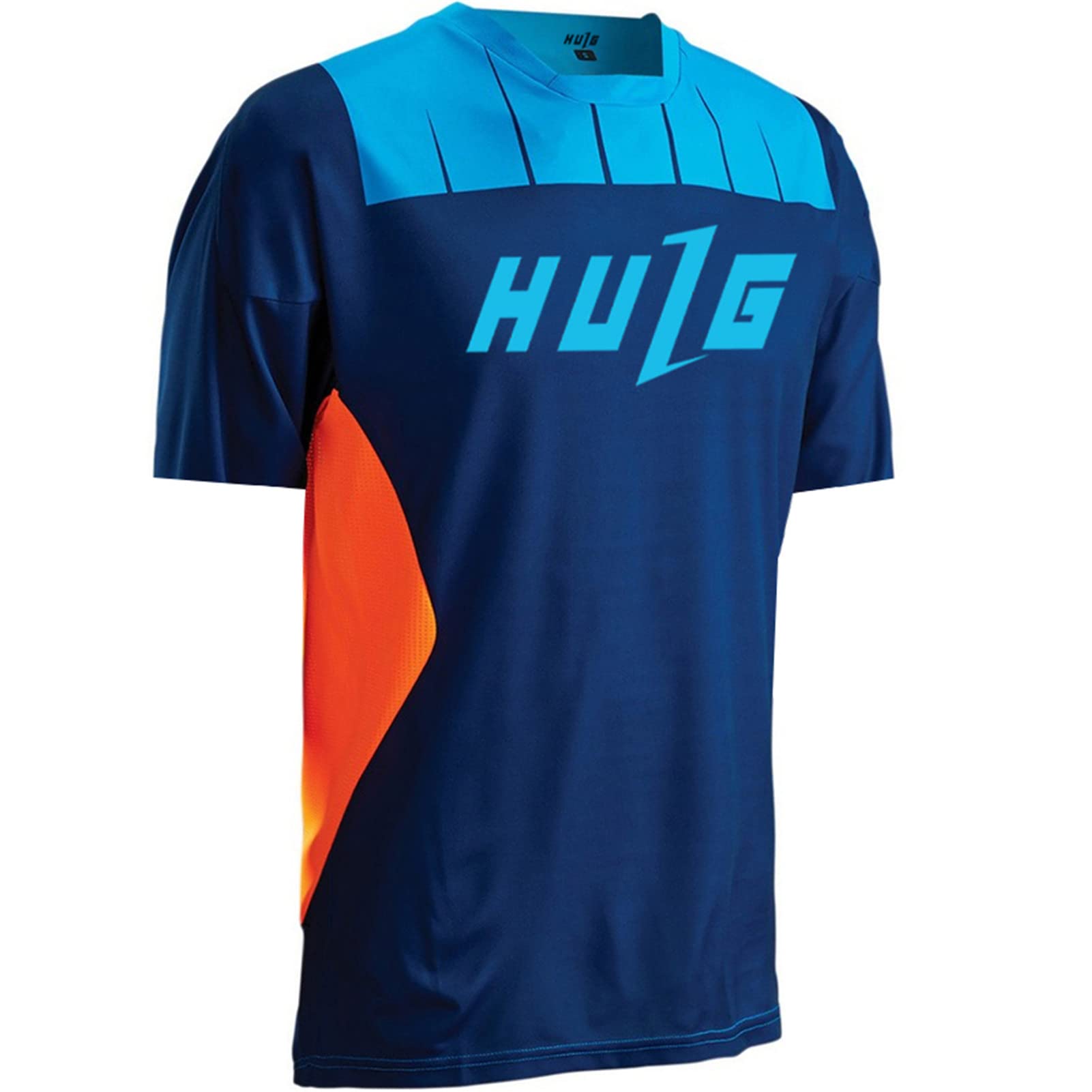 HULGMen Cycling Jersey, Long Sleeve Short Sleeve Biking Cycle Tops Quick Dry Breathable Mountain Bike MTB Shirt Racing Bicycle Clothes (Blue-2,M)