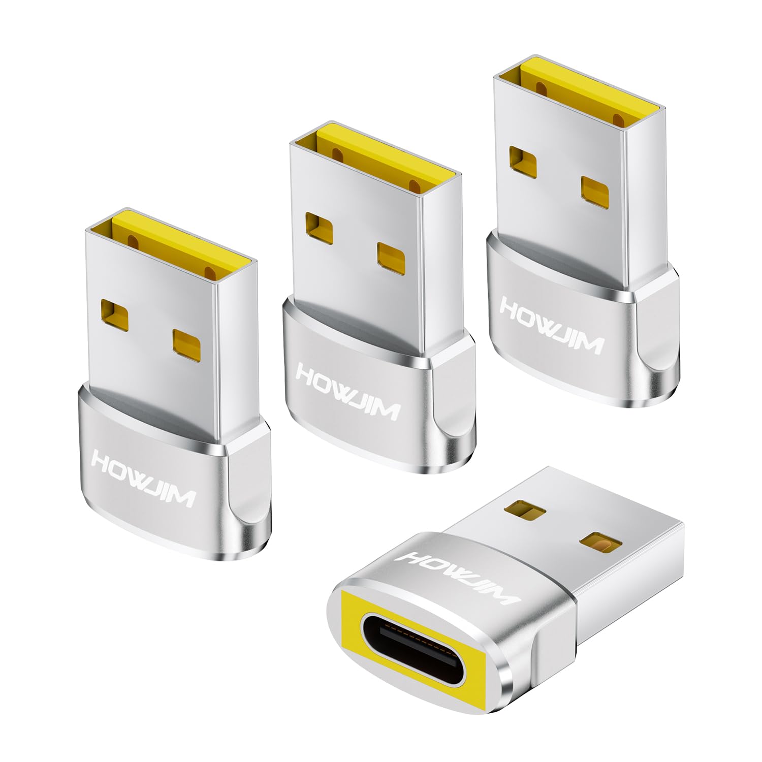 USB to USB C Adapter 4 Pack,USB C Female to A Male Charger Converter