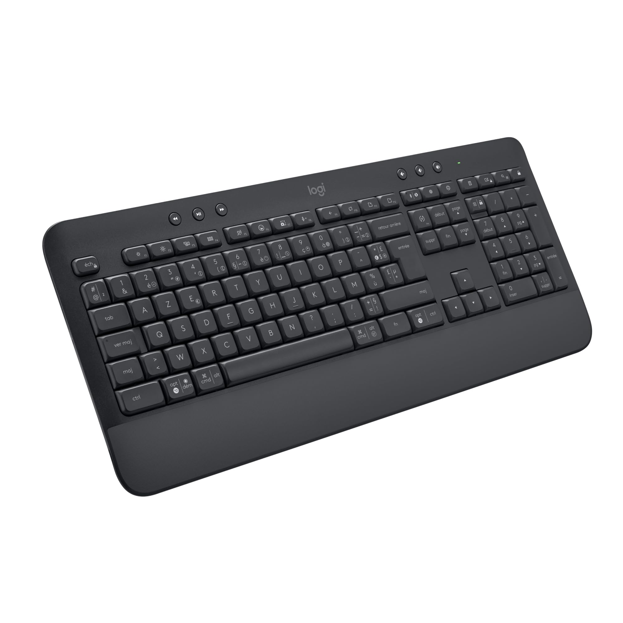 Logitech Signature K650, Clavier sans fil Ergonomique Entier avec Repose-Poignets, BLE Bluetooth, USB Logi Bolt, Touches Silencieuses Pavé Numérique, Compatible PC/Windows/Mac, AZERTY Français - Gris