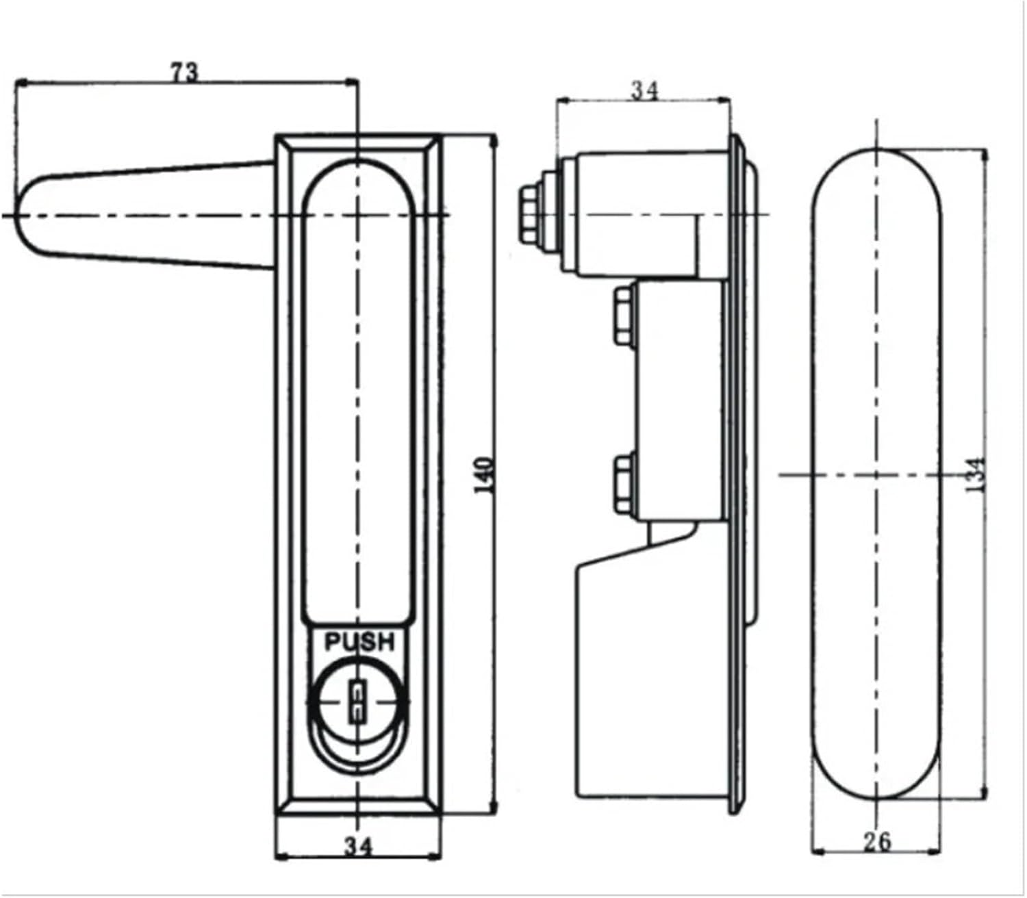 Black Rectangle Shell Cabinet Door Lock Flat Door Locks Plane Lock with 2Keys MS490 MS818 1Pcs ﻿(Black)