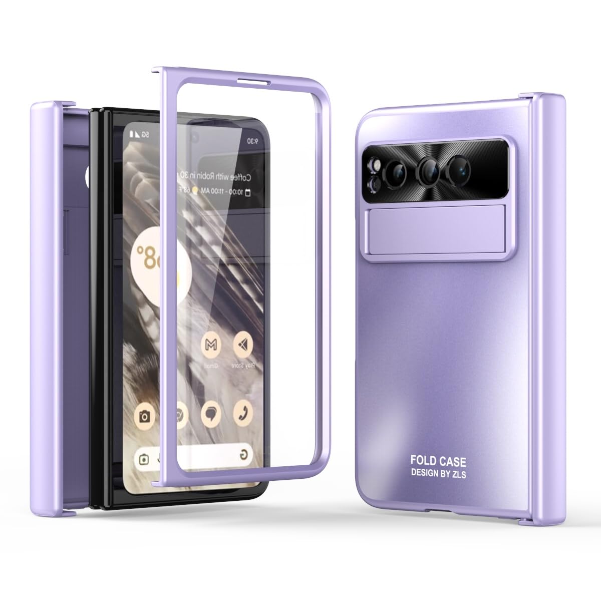 Coque antichoc Google Pixel Fold avec protection écran rigide PC étui mince violet - 8