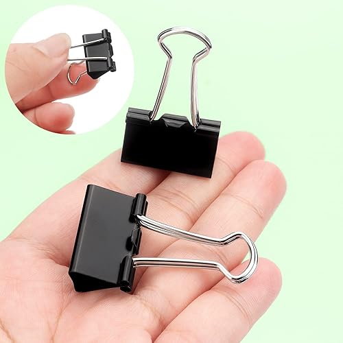Miniatura 4 de Clips negros para carpetas de papel, clips de tamaño pequeño, 1.0 pulgadas, paquete de 36