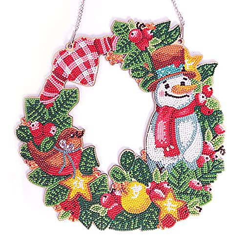 Ruick Kit de corona de arte de diamantes, corona de puerta de cristal, pintura de diamantes 5D, kit de corona de Navidad con diamantes de imitación para puerta delantera, decoración colgante de pared,