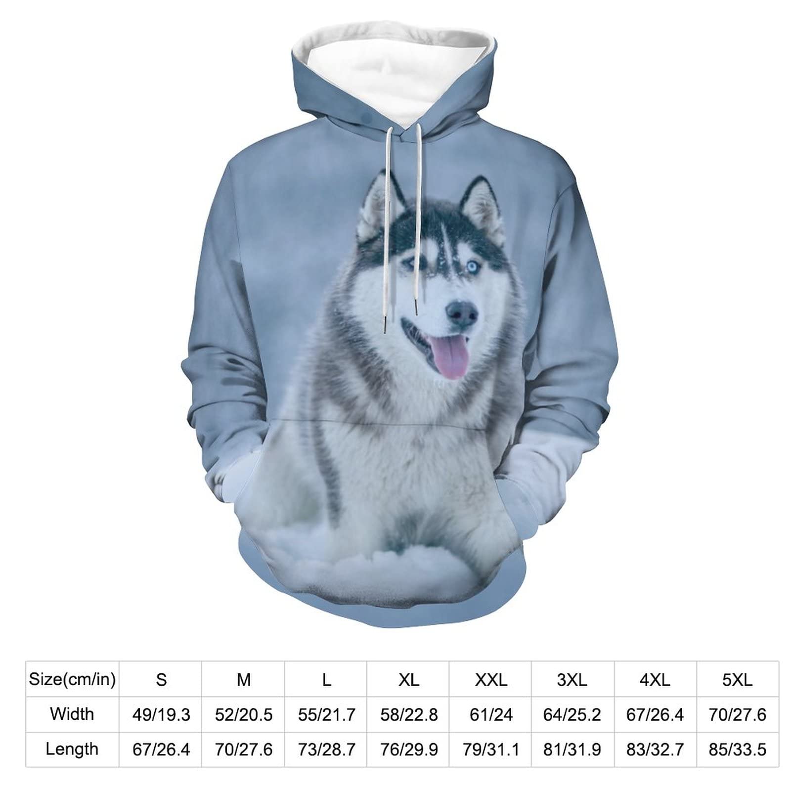 Amazon | 雪の上のシベリアン ハスキー ユニセックスパーカー長袖