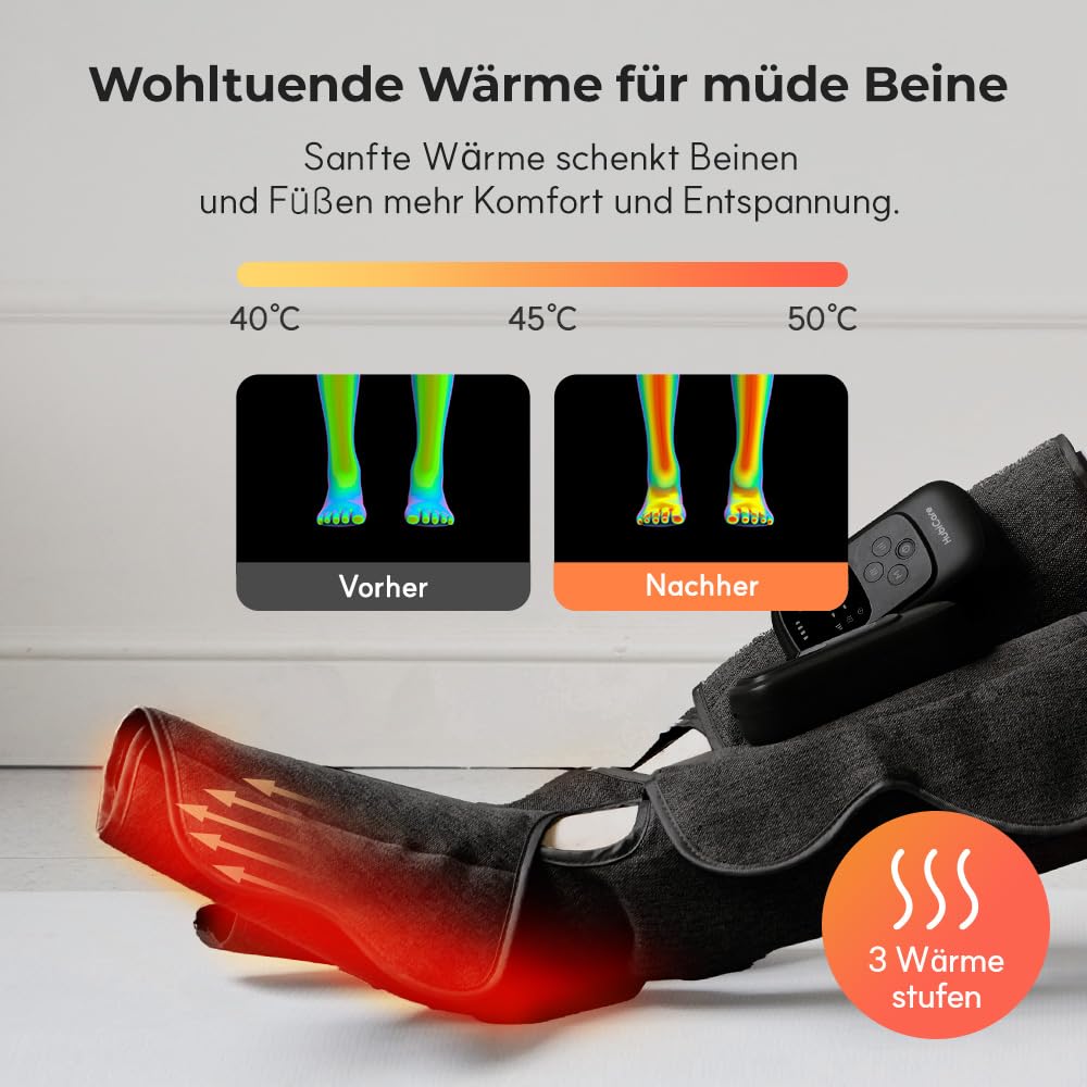 HuBDIC HubiCare Kabelloses Waden- und Fußmassagegerät mit Wärme- und Luftkompression für Durchblutung und Schmerzlinderung, 5 Modi mit 5 Intensitäten, reduziert Schwellungen, Muskelentspannungsgerät