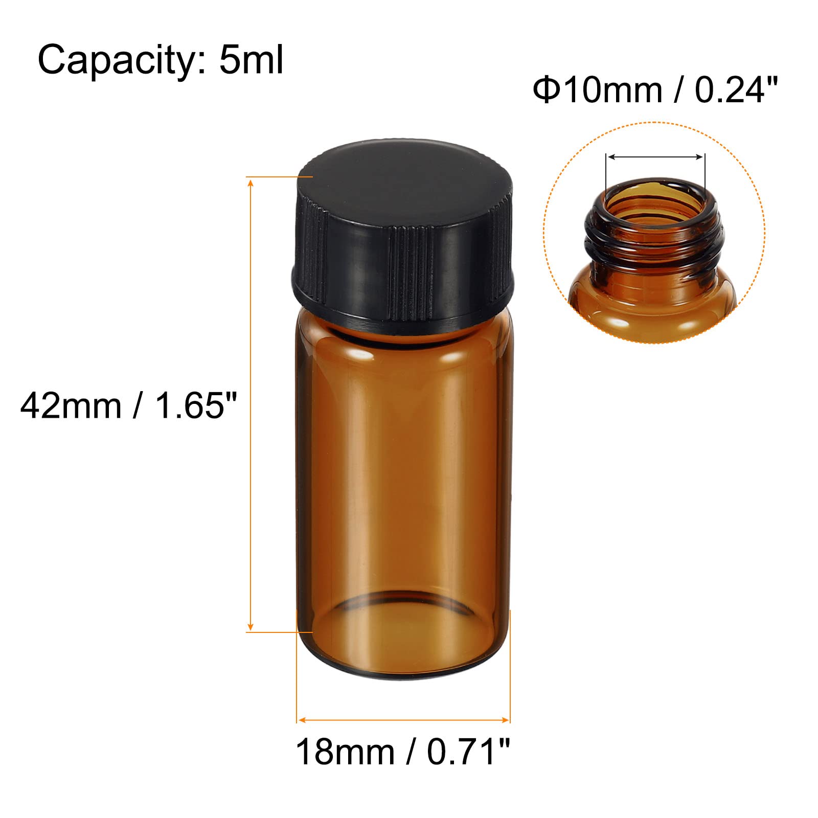 PATIKIL 5mL Reagente Media Bottiglia, 10pz Rotondo Vetro Conservazione Bottiglie Plastica Vite Tappo per Laboratorio Casa, Marrone