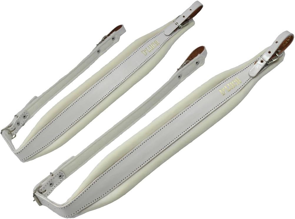 D'Luca DSG-WHLWHV Pro SG Series Genuine Leather Accordion Straps, White/White