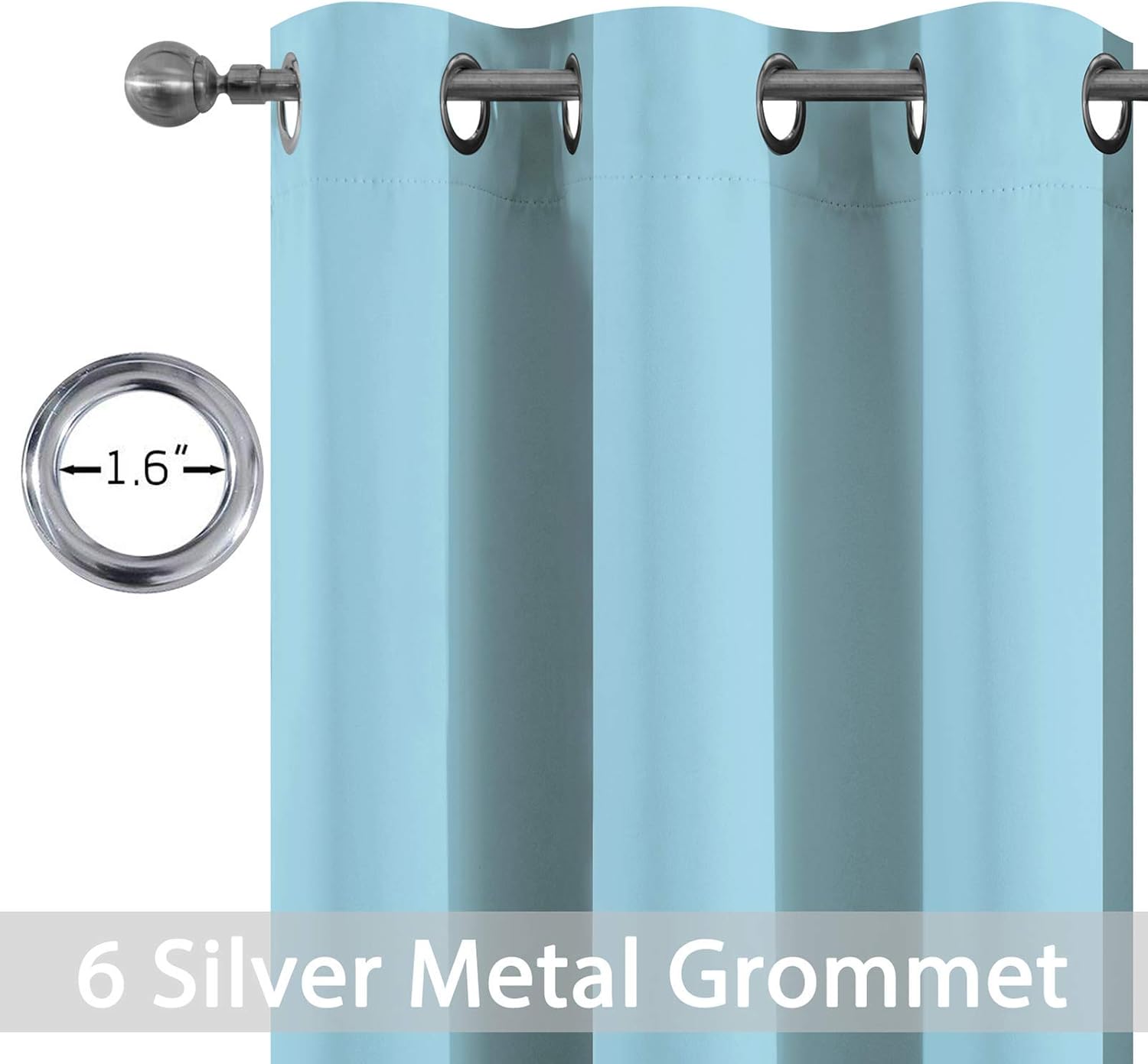 Yakamok Blackout Curtains Room Darkening Thermal Insulated with Grommet Window Curtain for Bedroom 38Wx63L inch, Sky Blue, 2 Panels - Image 3