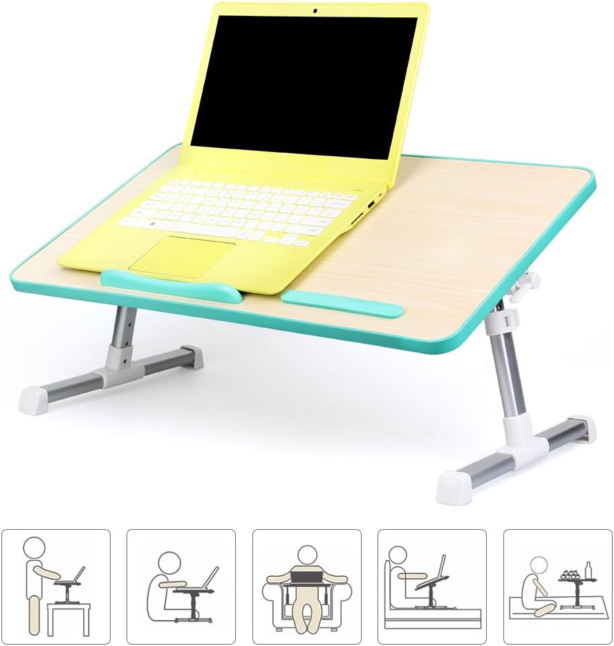COLEMETER Adjustable Laptop Table, Portable Laptop Bed Tray Notebook Stand Reading Holder for Laptop - Foldable Sofa Breakfast Tray, Outdoors BBQ Dinning Table for Kids